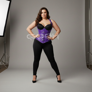 Custom Made Purple Leather Underbust Fetish <b>Corset</b> Supplier - Product Image 6