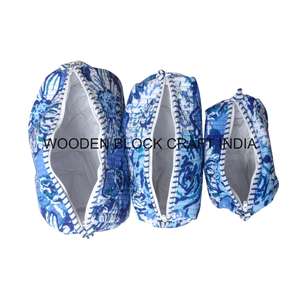 Bolsa de Cosméticos de Tela de Algodón, Estilo Bohemio, con Patrón de Borlas, Cierre de Cremallera, Ecológica, Vintage, Portátil, de Capacidad Pequeña-Mediana-Grande - Product Image 4