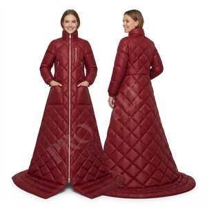 เสื้อโค้ทกันหนาวแบบยาวพิเศษ คุณภาพเยี่ยม บุผ้าฟลีซอย่างดี ตัดเย็บแบบควิลท์ ซิปเต็มตัว ลายเพชร อุ่นสบาย แจ็คเก็ตยาวทรงแม็กซี่ สไตล์ลำลอง แฟชั่นทันสมัย - Product Image 6