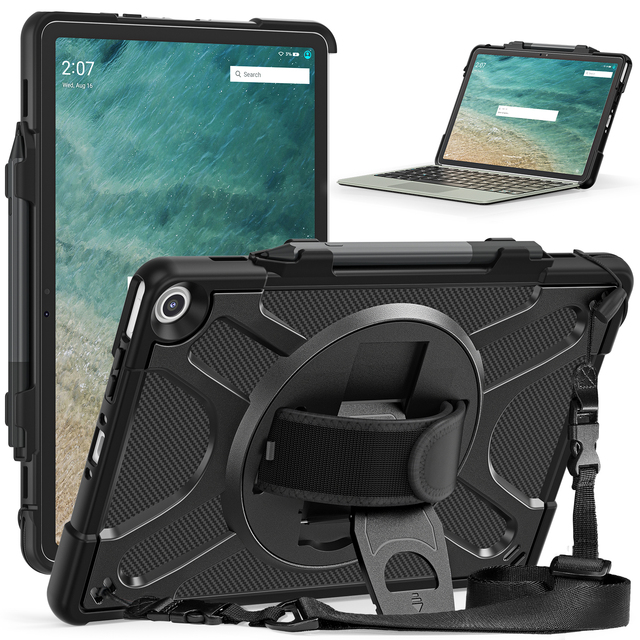 Shockproof Rugged Heavy Duty Tablet Case for Fire Max 11(13th Generation 2023) with Rotating Handle Kickstand Stylus Holder