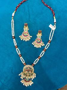 TISHYA DIAMOND Ethnic Gold Plated Round Brilliant Cut <b>Pearl</b> Necklace Earring <b>Set</b> Women's Wedding <b>Jewelry</b> Alloy - Product Image 4