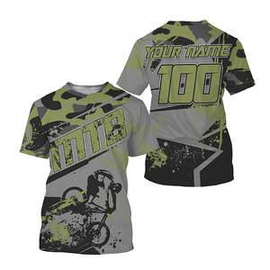 Custom Downhill MTB Jersey de manga corta de secado rápido Mountain Bike Jersey 100% algodón logotipo reflectante diseño personalizado sublimación - Product Image 2