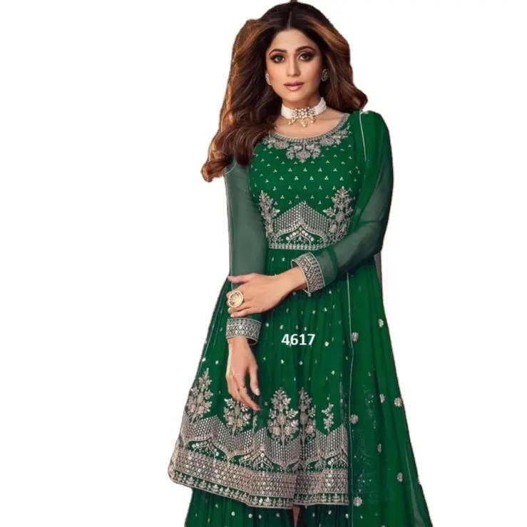 Women Indian long Cotton Anarkali Hand stitched Indian traditional kurti gown with dupatta suit set for online sale 2022 India