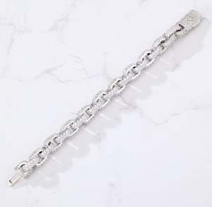 Pulsera de Eslabones Rolo con Incrustaciones de Moissanita VVS, Plata 925, Pulsera Cubana con Diamantes - Product Image 5