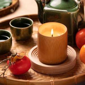 Acogedor soporte de velas para decoración de bodas, velas grandes de bambú para centros de mesa - Product Image 1