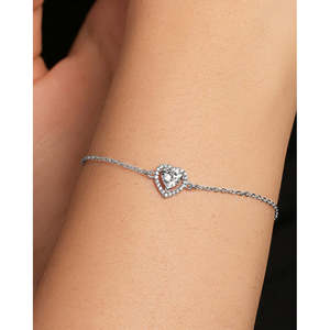 NOVAMART Fine Adorable Silver Heart Solitaire Chain <b>Bracelet</b> with Adjustable Wholesale Export - Product Image 4