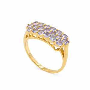 Bague classique en Tanzanite en forme de nid d'abeille, 19 pierres rondes bleues, argent sterling 925, bijoux de créateur pour femmes - Product Image 3