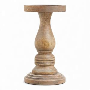 Porte-bougie en bois massif arrondi avec finition à grain naturel lisse pour la décoration de la maison moderne et rustique - Product Image 6