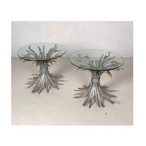 Table basse en verre de base de cadre en métal décoratif argenté fini contemporain table basse ronde en verre table de salle à manger - Product Image 4