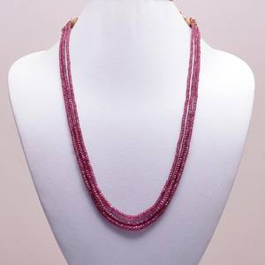 Lab Grown Pink Ruby Round Gemstone Beads Collar de joyería de plata esterlina 925 Diseño elegante para mujeres - Product Image 4