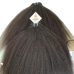 Extensions de cheveux humains crépus droits vierges du Vietnam 3 paquets avec fermeture à lacet 100% non traitée 4x4 armure - Product Image 5