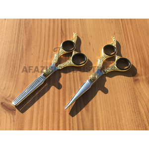 Private Label Hair Cutting and Thinning GOLDEN HANDLE Scissors <b>Set</b> Stainless Steel Adjustable Hairdressing <b>Barber</b> Accessories - Product Image 5