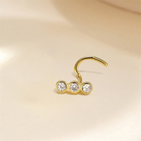 Anting Hidung Perak Sterling 925 CANNER Model Cakar Berhiaskan CZ untuk Wanita Pria, Perhiasan Tubuh Gaya Wajah