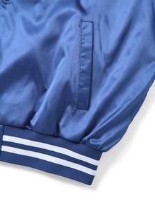 Sur mesure Satin universitaire personnalisé Satin de soie mode universitaire homme Baseball bleu vestes personnalisé Satin université veste - Product Image 4