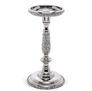Bougeoir pilier en aluminium perlé en cristal argenté nouveau Design pour salon maison et décoration de table de noël pour les mariages - Product Image 3