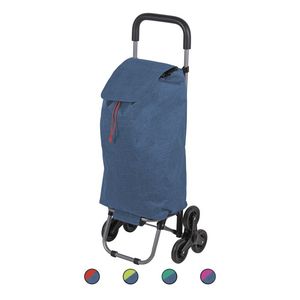 Carrello della spesa pieghevole a 6 ruote con borsa rimovibile e lavabile, struttura a piattaforma, per supermercati e uso esterno, realizzato in plastica e acciaio - Product Image 1