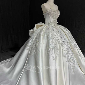 Robe de mariée de luxe en satin Jancember MN310, robe de mariée sans bretelles, robe de bal perlée, Vestido De Novia, mariage moderne - Product Image 2