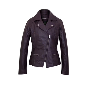 Veste en cuir véritable pour femmes avec doublure en coton doux et signature extérieure audacieuse Trend-Matching Look - Product Image 6
