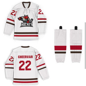 Conjunto de Uniforme de Hockey sobre Hielo Personalizado con Nombre y Número de Jugador 22, Jersey Blanco y Rojo, Calcetines a Juego, Ropa Deportiva Transpirable - Product Image 1