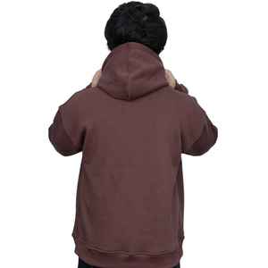 400g 100% Cotton Pullover Hoodie for Men Heavyweight <b>Fleece</b> Streetwear Custom Logo Embroidery Casual Fashion <b>Brown</b> Sweatshirt - Product Image 5