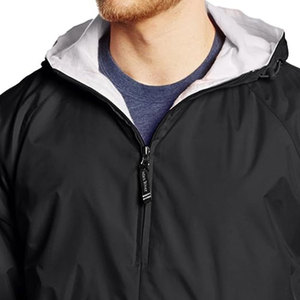 Logo personnalisé manteau de pluie imperméable pour hommes veste coupe-vent fermeture à glissière traitement tricoté grande taille pour la randonnée pêche - Product Image 3
