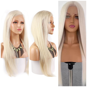 Peluca de encaje suizo de cabello humano Remy de color rubio platino máxima comodidad y realista - Product Image 5