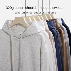 Sweat-shirt à capuche en molleton 100% coton pour femme, en pur coton respirant, logo personnalisé, tricot lourd surdimensionné, printemps-hiver - Product Image 2