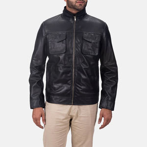 Blouson en cuir pour homme style motard, logo personnalisé OEM, vente en gros, blousons de moto pas chers, vestes ajustées pour homme - Product Image 1