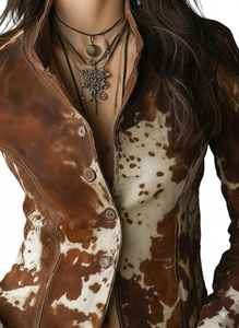 Veste en cuir de vache pour homme, vêtements, manches longues régulières, veste en cuir de vache, veste en poils de vache - Product Image 5