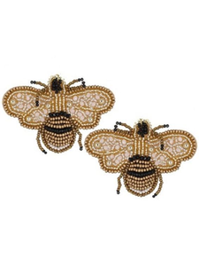 Pendientes de gota de declaración con temática de abeja intrincada hecha a mano de calidad superior bordado semilla cuenta abeja exquisita semilla con cuentas Exh - Product Image 4