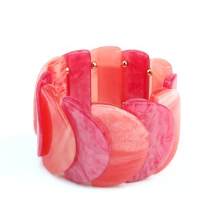 Bracelet en résine élégant et luxueux, blanc marbré, acrylique rose, design mignon, qualité supérieure, bracelet unique, bijoux de fête pour femme - Product Image 1