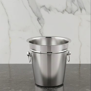 Contenedor de Hielo Clásico de Acero Inoxidable con Doble Asa, Acabado Cromado Pulido Tipo Espejo, Accesorios de Bar - Product Image 1