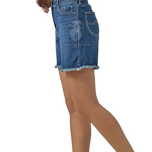 Shorts de Mezclilla para Mujer con Logotipo Personalizado, Precio de Fábrica, Shorts Cómodos para Mujer, Shorts Lisos Teñidos para Mujer - Product Image 3