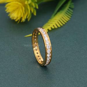 Juego de canales de oro sólido de 14K con diamante cultivado en laboratorio VVS certificado IGI de gama alta, anillo de boda eterno, joyería fina de lujo para mujer - Product Image 1