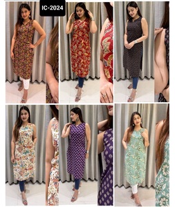 Las últimas mujeres usan Kurtis de algodón sin mangas con estampado digital Kurti para ropa regular y de oficina con Kurtis de talla grande a bajo precio - Product Image 1