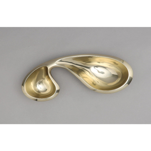 Cuenco de chocolate de doble sección dorado de aluminio, cuenco de servicio de diseñador moderno para decoración de sala de estar y comedor - Product Image 5