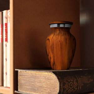 โกศเผาศพขนาดเล็กพร้อมผิวไม้ที่เป็นของที่ระลึกโลหะขนาดเล็กสำหรับเก็บขี้เถ้ากระดูกโกศขนาดเล็ก - Product Image 5