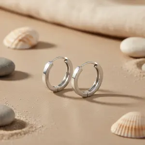 ต่างหูห่วงเงินแท้ 925 สำหรับผู้หญิง สวมใส่ได้ทุกวัน เครื่องประดับแบบหนีบ - Product Image 3