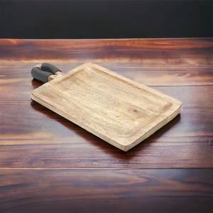 Bandeja de Servicio Portátil de Madera de Mango con Asa de Yute, Diseño Moderno, Almacenamiento para Cocina y Sala de Estar, de un Solo Nivel - Product Image 2