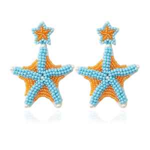 Pendiente BOHO de diseño de estrella con bordado de cuentas hecho a mano de primera calidad con estilo de alta calidad para chicas hermosas de Hiba Enterprises - Product Image 1