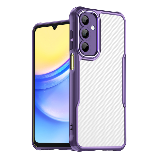 Brushed Semi-transparent Sports Design Universal Fit Back Cover Carbon Fiber Magnetic TPU+PC Hard Shell Shockproof Metal Lens