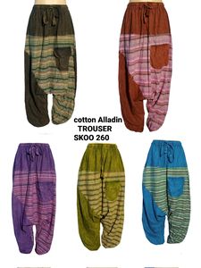 Nueva moda Aladdin algodón ecológico Boho Festival pantalones Multicolor sólido patrón Yoga viaje Casual desgaste Logo cintura - Product Image 3