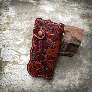 Carteras de Motociclista Bifold Cortas con Cierre de Cremallera y Bloqueo RFID, Diseño Nuevo 2025, Cuero Genuino con Estampados de Animales, Impermeables, Grandes - Product Image 2