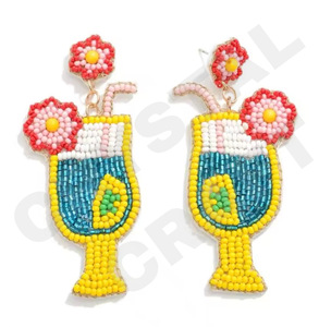 Pendientes de cuentas de serpiente Vintage para mujer, color patriótico naranja, blanco y azul, para bodas y días conmemorativos - Product Image 3