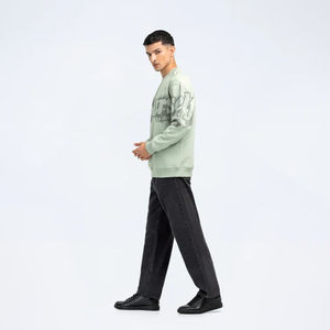 Sweat-shirt à col rond coupe régulière 100% pour hommes Impression bouffante personnalisée Éponge française lourde Épaule tombante Polyester/coton Automne - Product Image 2