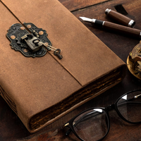 Journal en cuir vintage à couverture rigide avec reliure thermique, mini cadenas et clé, en cuir véritable pour écrire des journaux de voyage - Cadeau