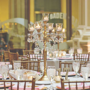 Exclusive Design Shiny <b>Silver</b> Finished 5 Arm Candelabra Metal Aluminum <b>Candle</b> <b>Holder</b> Wedding Tabletop Decoration for Home Decor - Product Image 2