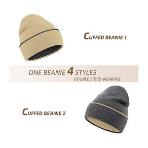 Gorros con puños acrílicos superventas con logotipo personalizado Fabricante de gorros de hombre Gorro de punto Jacquard Sombreros de invierno - Product Image 2