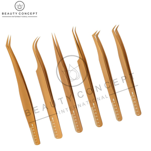 Vente en gros de pinces à cils en or rose OEM, ensemble de pinces à cils avec logo laser personnalisé, par concept de beauté écologique - Product Image 3
