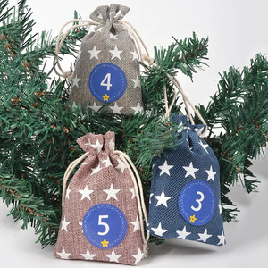 Offre Spéciale lin compte à rebours <span class=keywords><strong>de</strong></span> noël sac cadeau 24 pièces bricolage suspendus sachets <span class=keywords><strong>de</strong></span> rangement <span class=keywords><strong>de</strong></span> bonbons <span class=keywords><strong>calendrier</strong></span> <span class=keywords><strong>de</strong></span> l'avent sacs - Product Image 4
